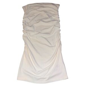 NWOT FP Beach Strapless Ruched Beach Dress Ivory Cream Small Neutral Staple